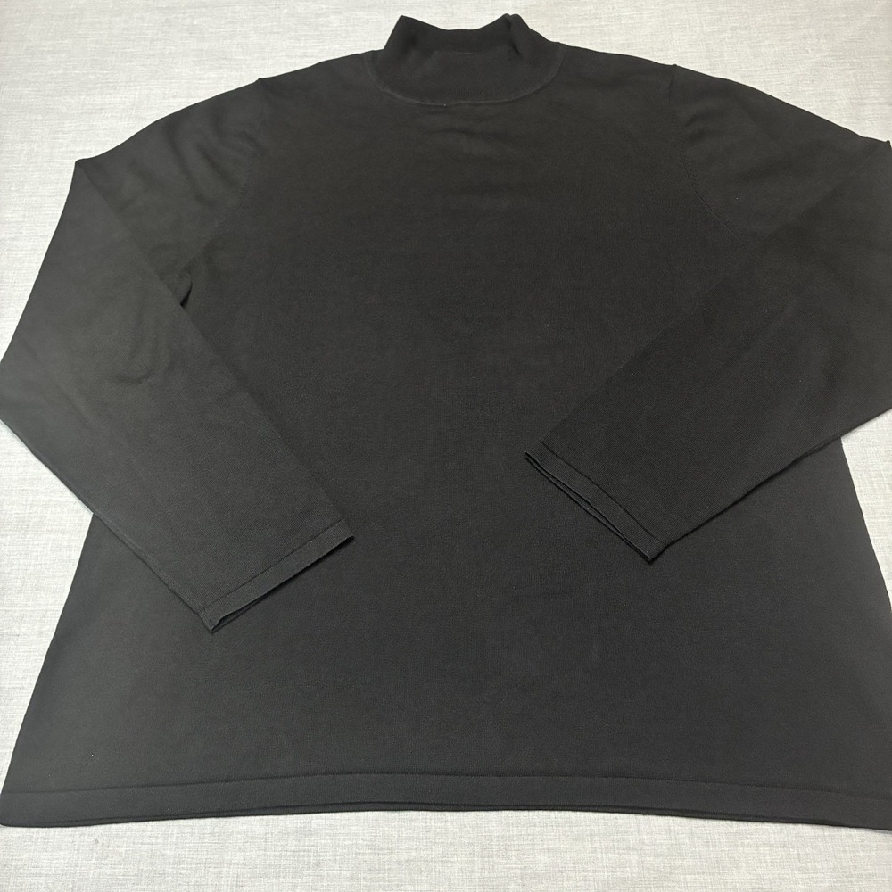 Pendleton Silk Blend Sweater Top XL Petite Black Mock Neck Knit Office Capsule